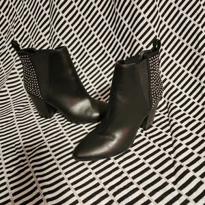 Staple Black Booties with Sliver Studs